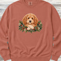 Doodle Winter Greenery Faux Embroidery Sweatshirt - Terracotta