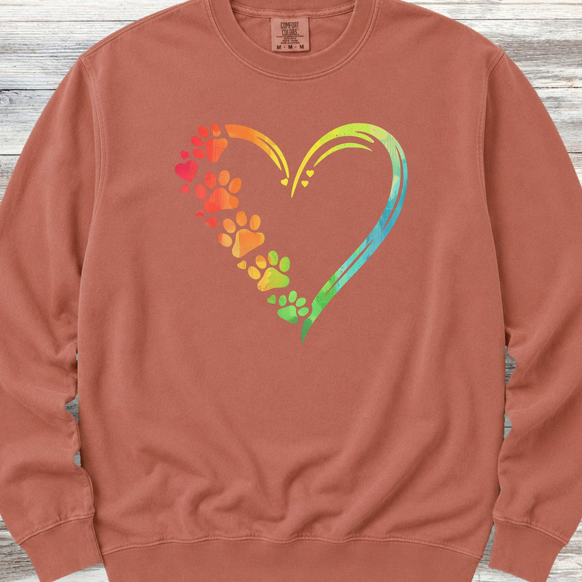 Rainbow Heart Sweatshirt - Terracotta