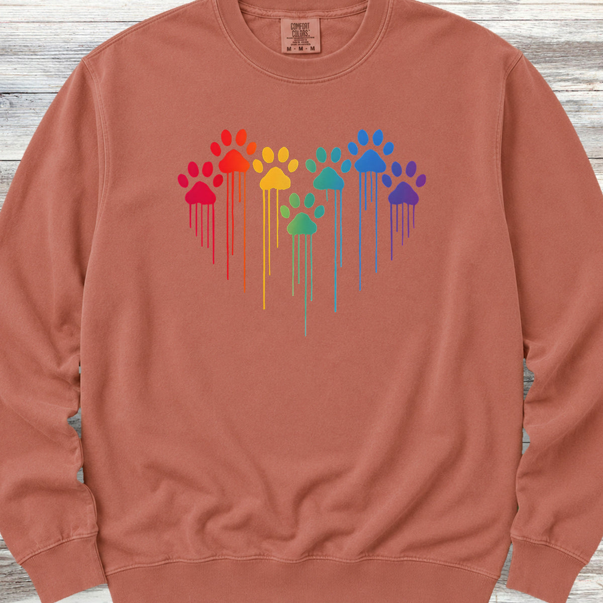 Rainbow Heart Prints Sweatshirt - Terracotta