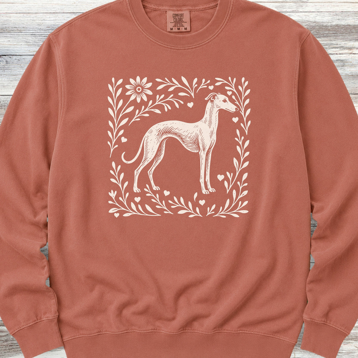 Whippet Linocut Sweatshirt - Terracotta