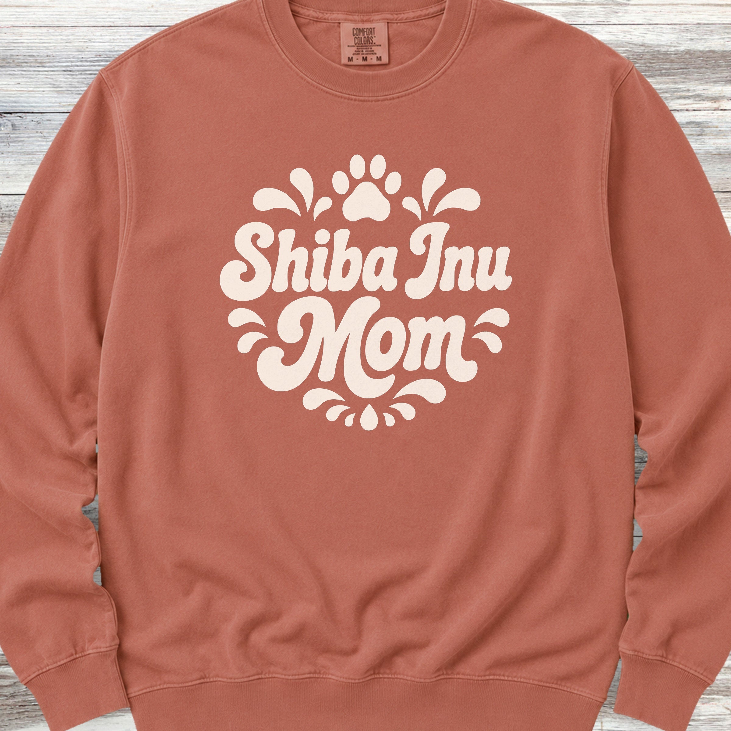 Shiba Inu Groovy Mom Sweatshirt - Terracotta