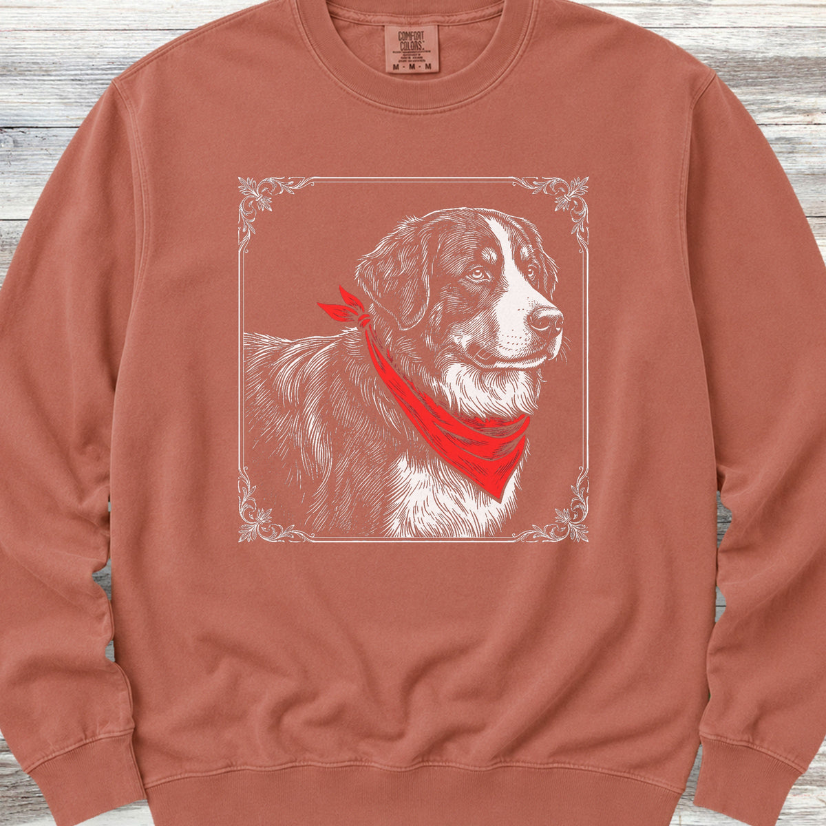 Bernese Mountain Dog Etching Sweatshirt - Terracotta