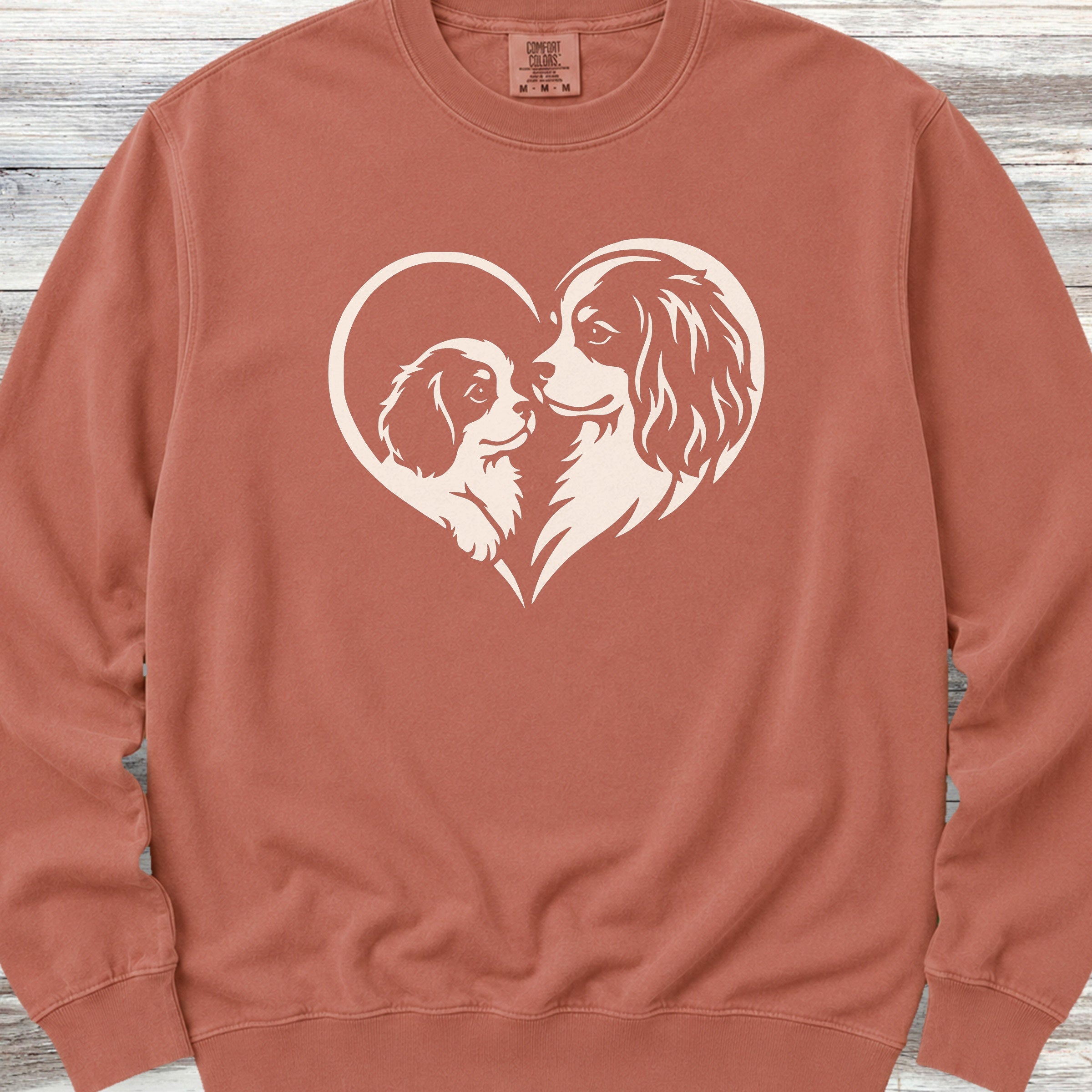 Cavalier King Charles Heart Bond Sweatshirt - Terracotta
