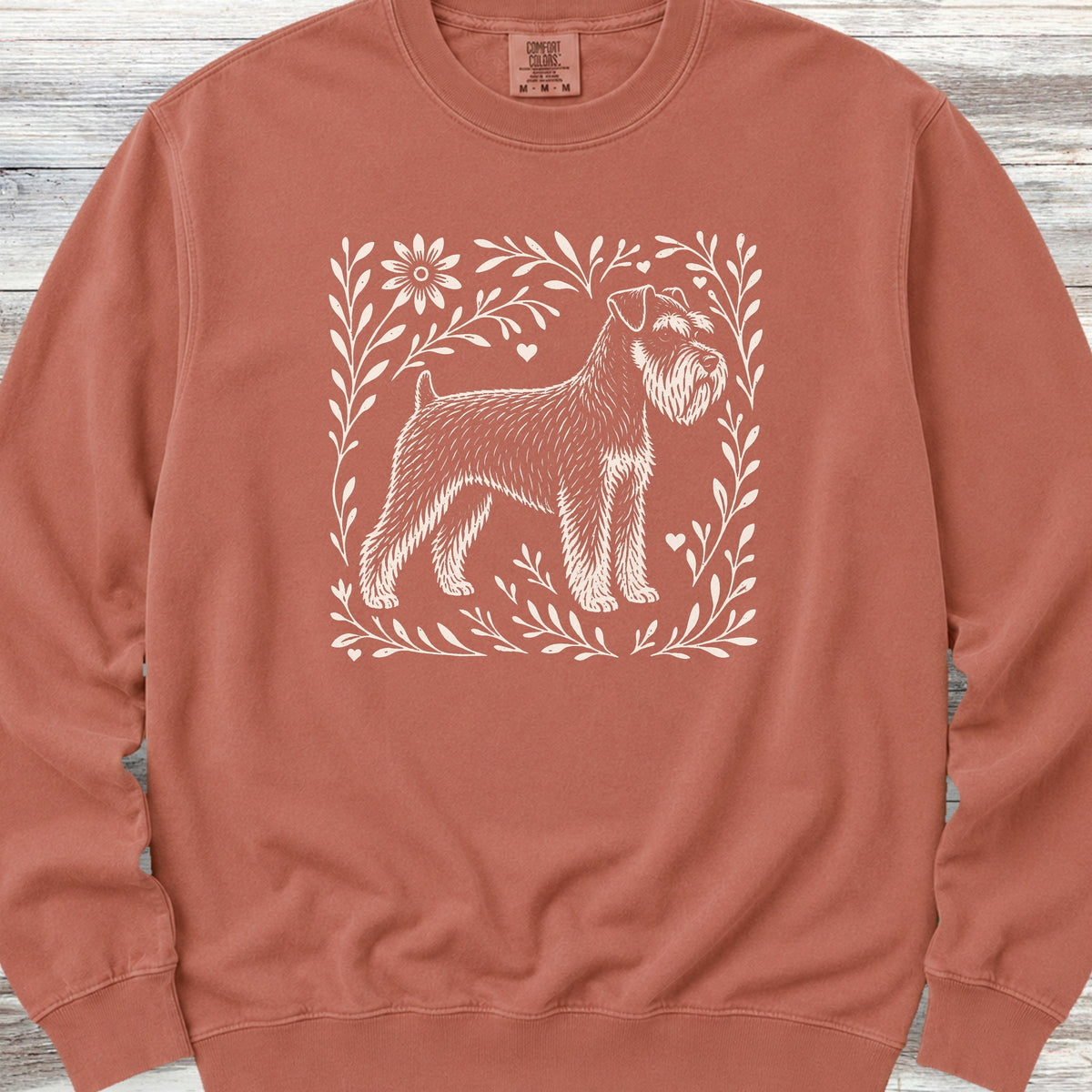 Schnauzer Linocut Sweatshirt - Terracotta