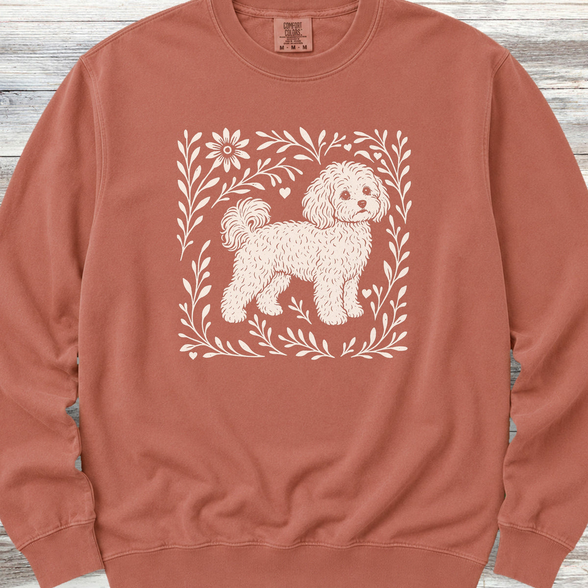 Maltipoo Linocut Sweatshirt - Terracotta