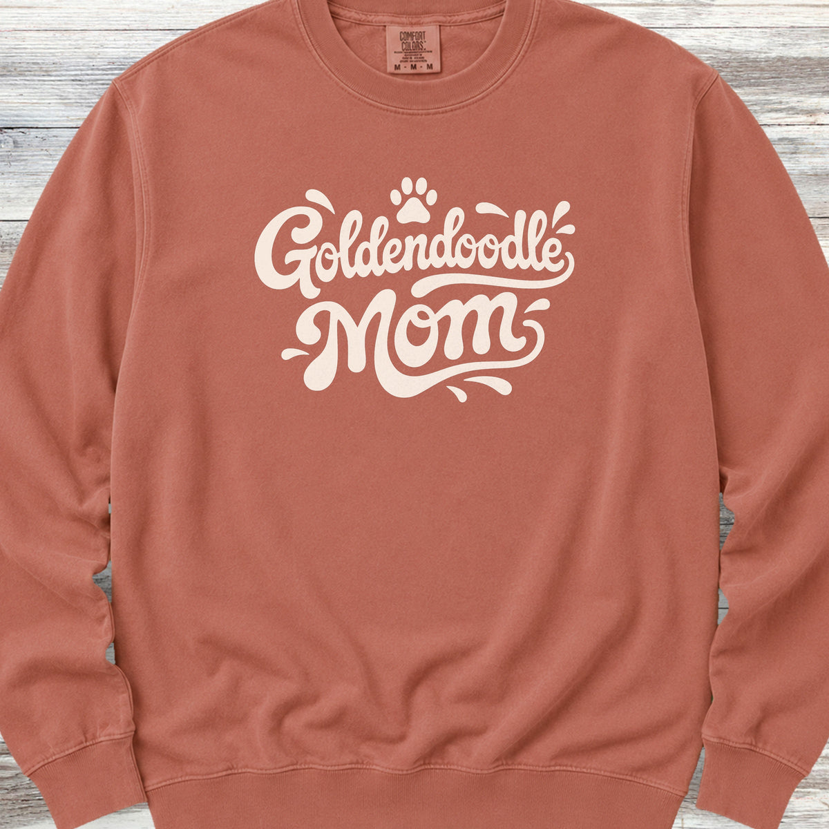 Goldendoodle Groovy Mom Sweatshirt - Terracotta