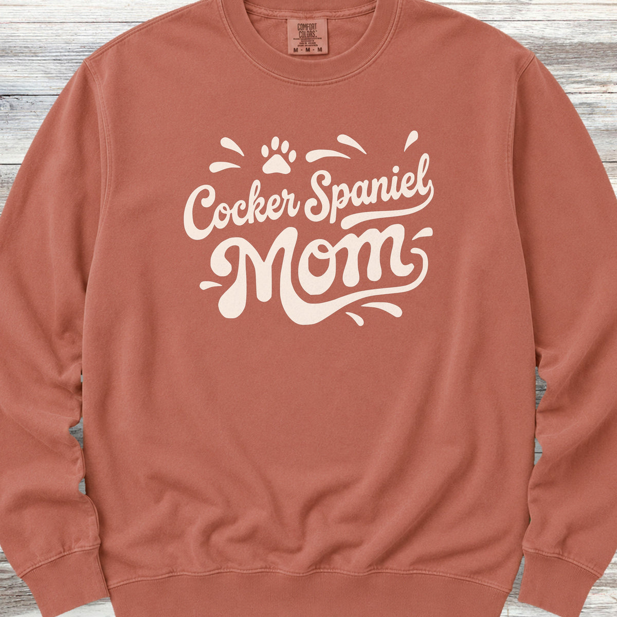 Cocker Spaniel Groovy Mom Sweatshirt - Terracotta