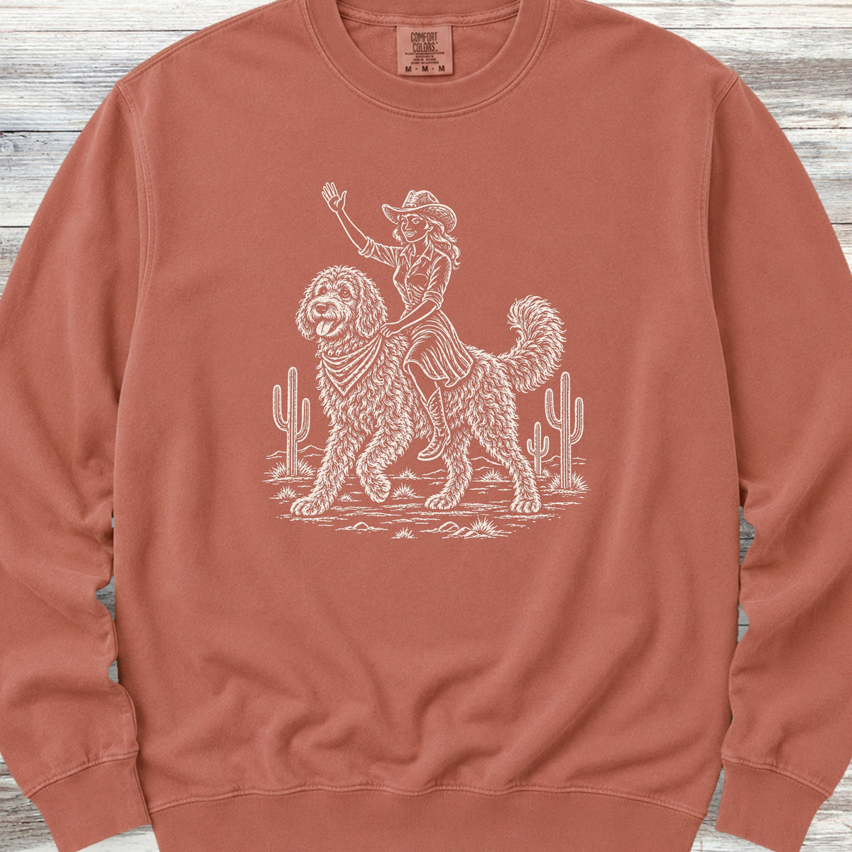 Doodle Cowgirl Sweatshirt - Terracotta