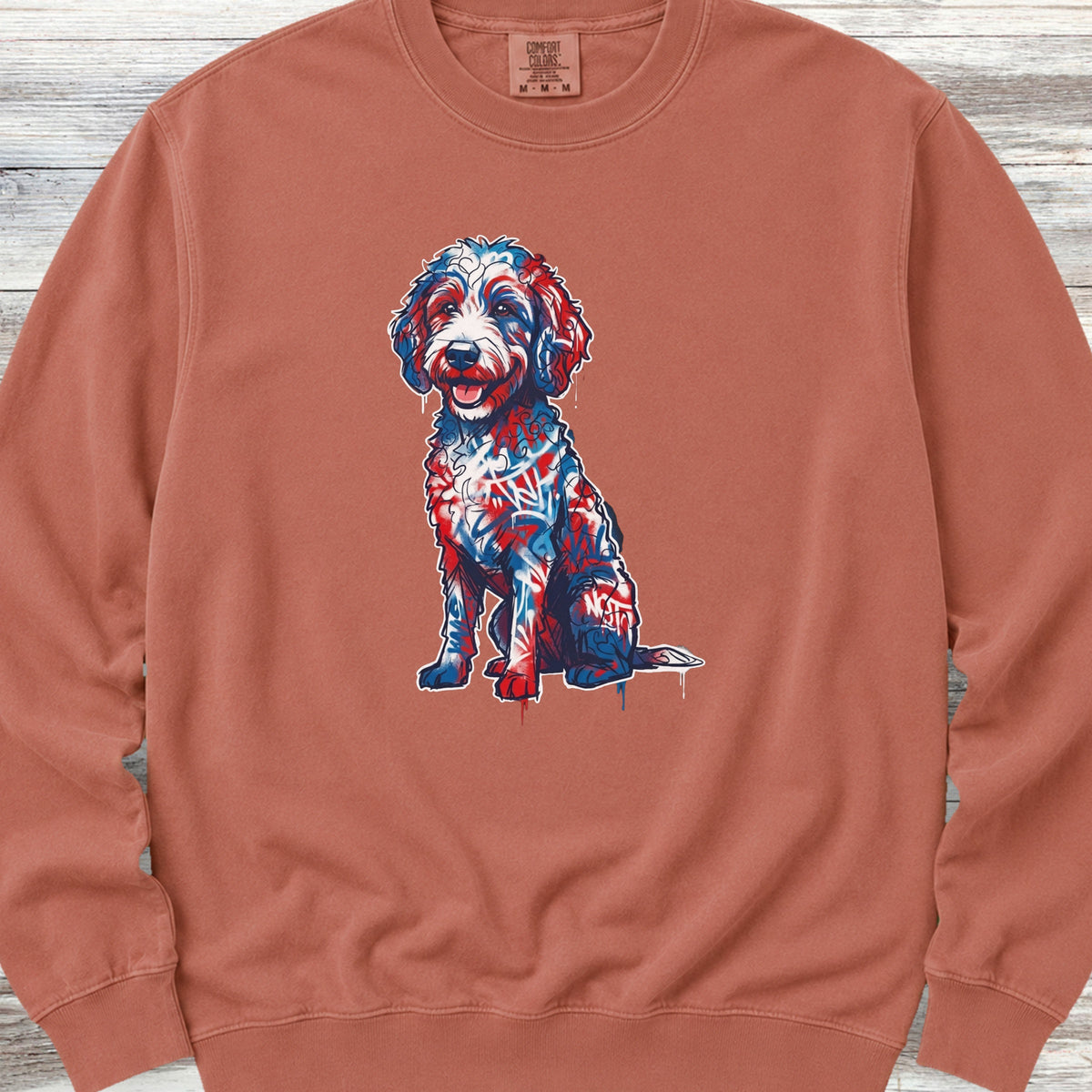 Doodle American Graffiti Art Sweatshirt - Terracotta