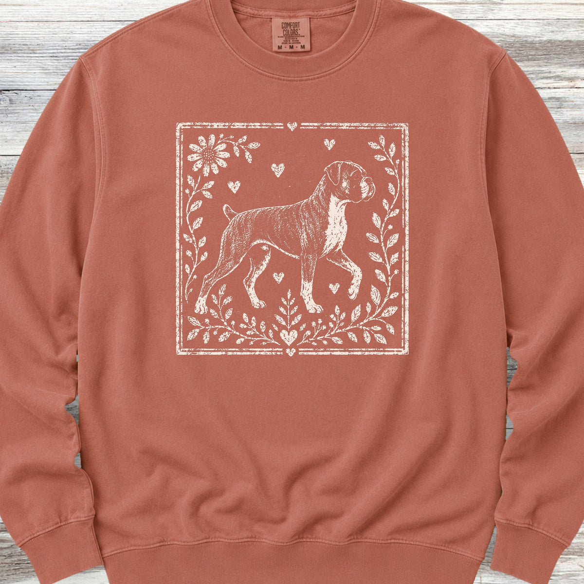 Boxer Linocut Sweatshirt - Terracotta