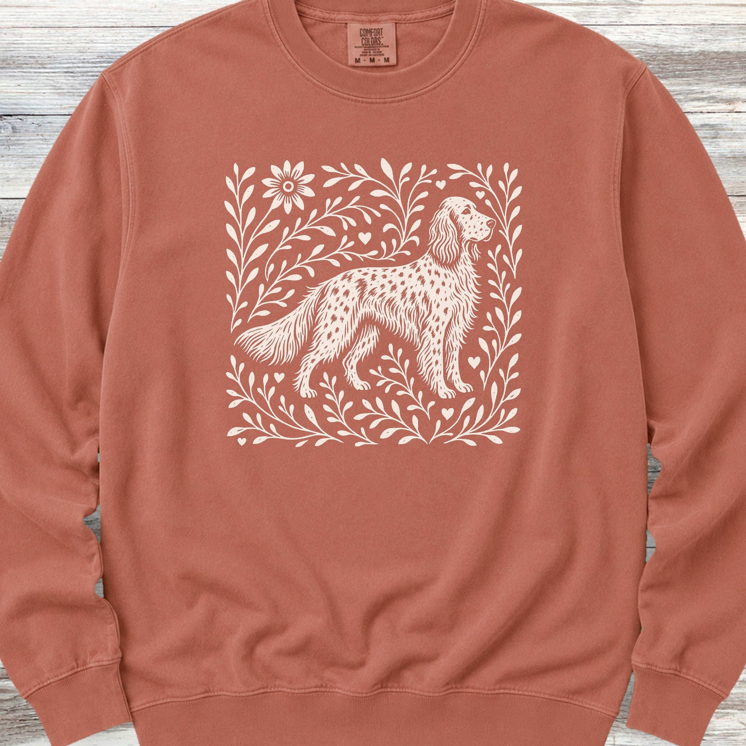 English Setter Linocut Sweatshirt - Terracotta