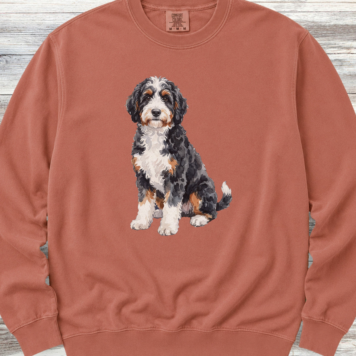 Bernedoodle Watercolor Sweatshirt - Terracotta