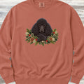 Poodle Black Winter Greenery Faux Embroidery Sweatshirt - Terracotta