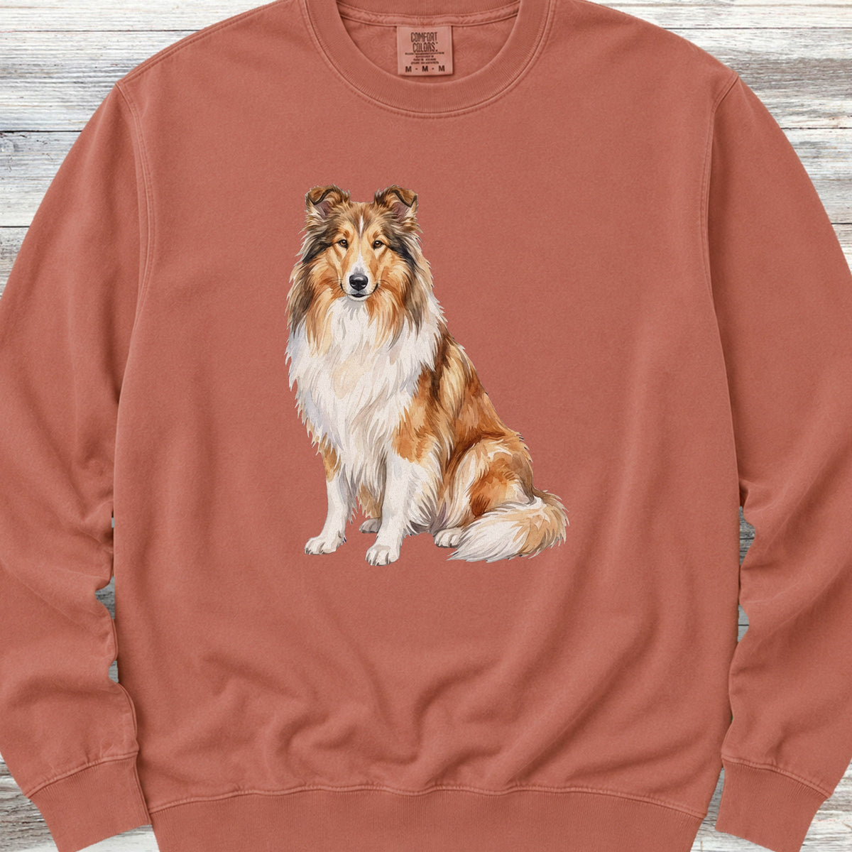 Rough Collie Watercolor Sweatshirt - Terracotta