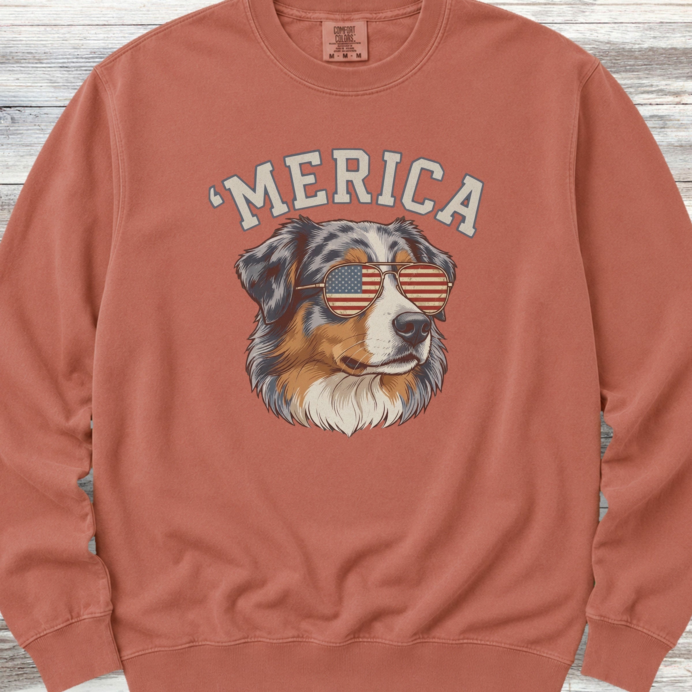 Australian Shepherd 'Merica Sweatshirt - Terracotta