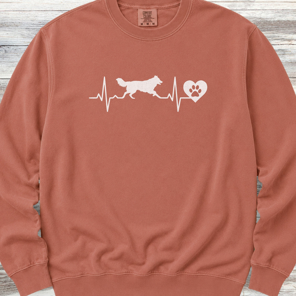 Border Collie Heartbeat Sweatshirt - Terracotta