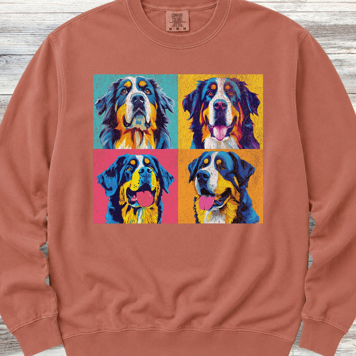 Bernese Mountain Dog Pop Art Sweatshirt - Terracotta