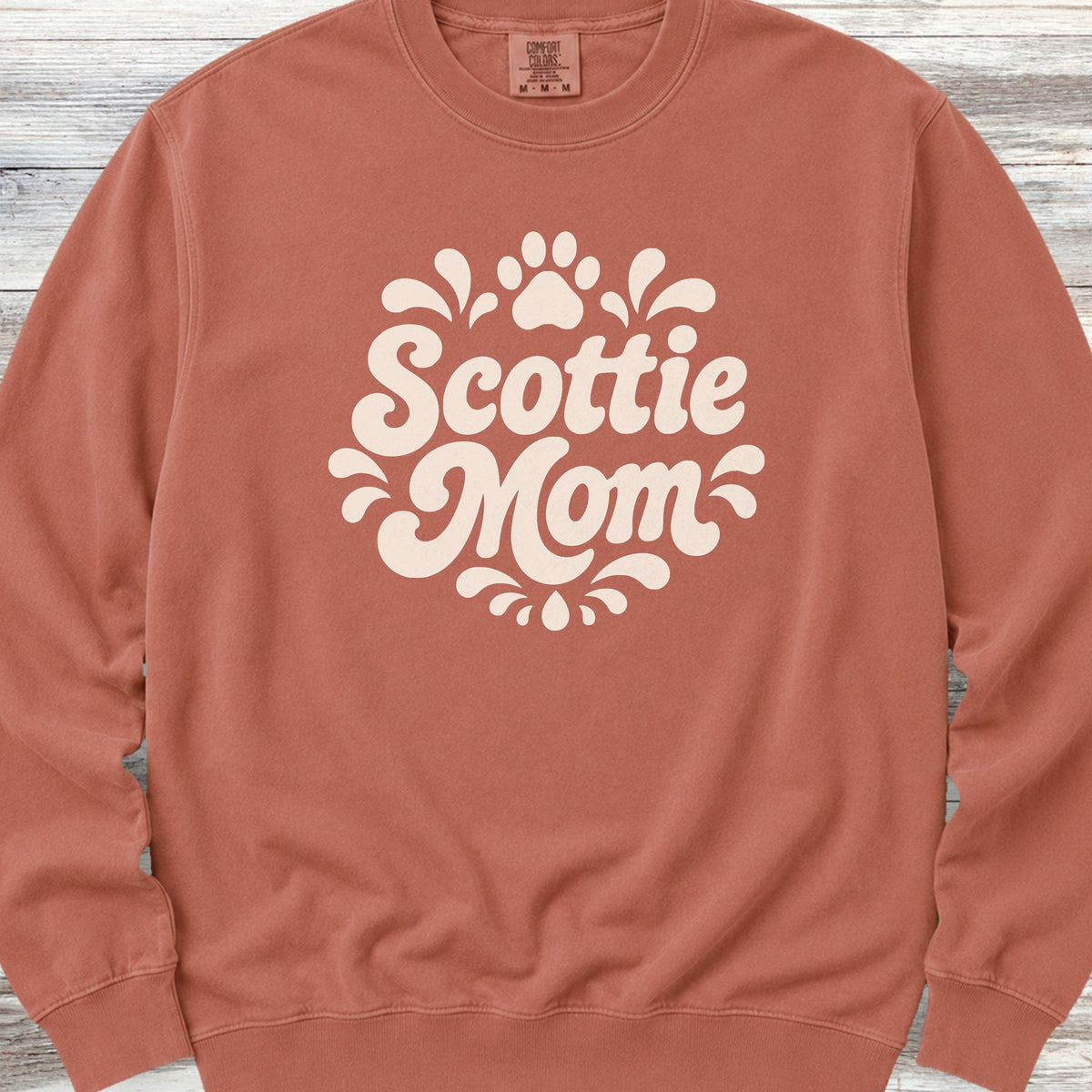 Scottish Terrier Groovy Mom Sweatshirt - Terracotta