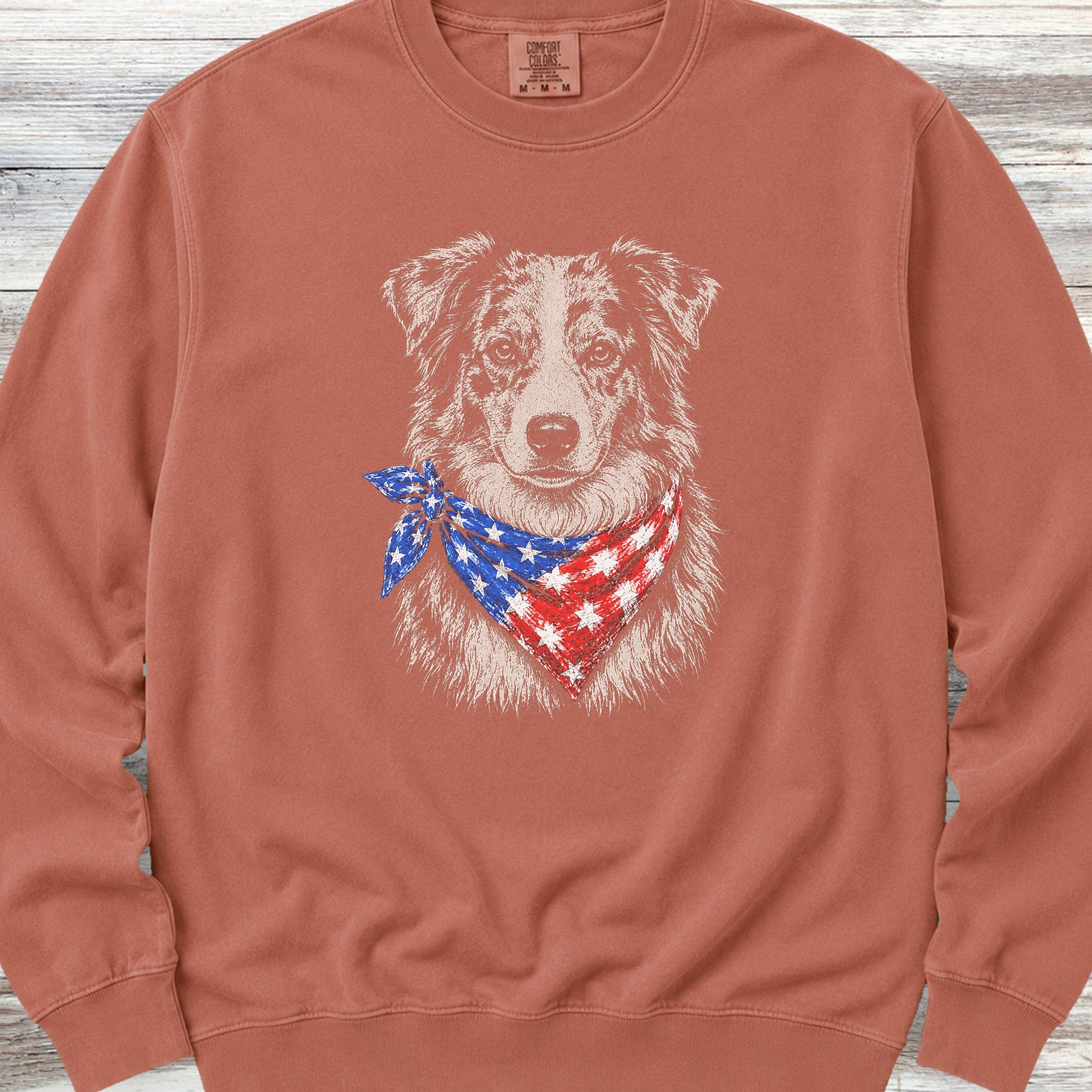 Australian Shepherd Merle Patriot Sweatshirt - Terracotta