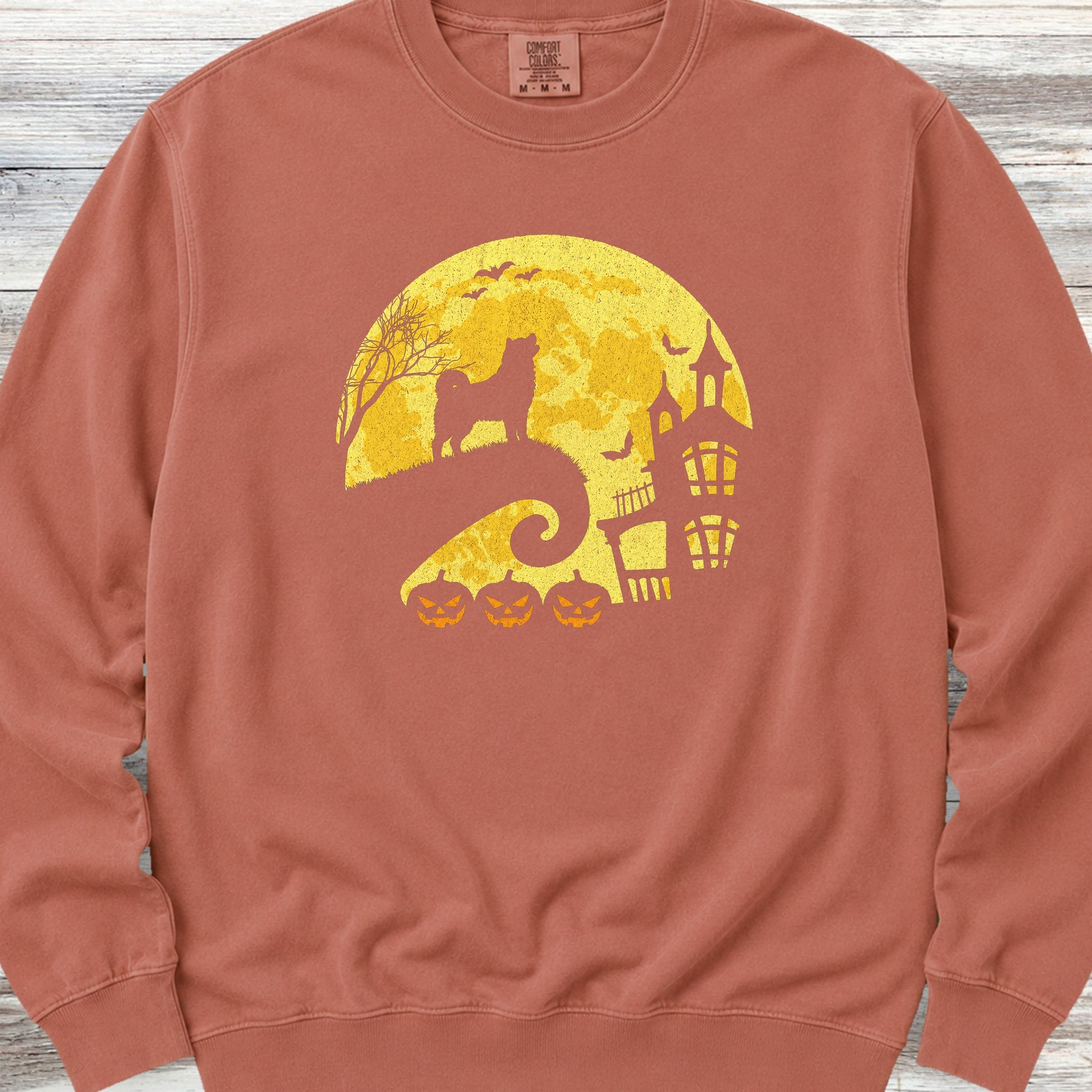 Akita Halloween Moon Sweatshirt - Terracotta