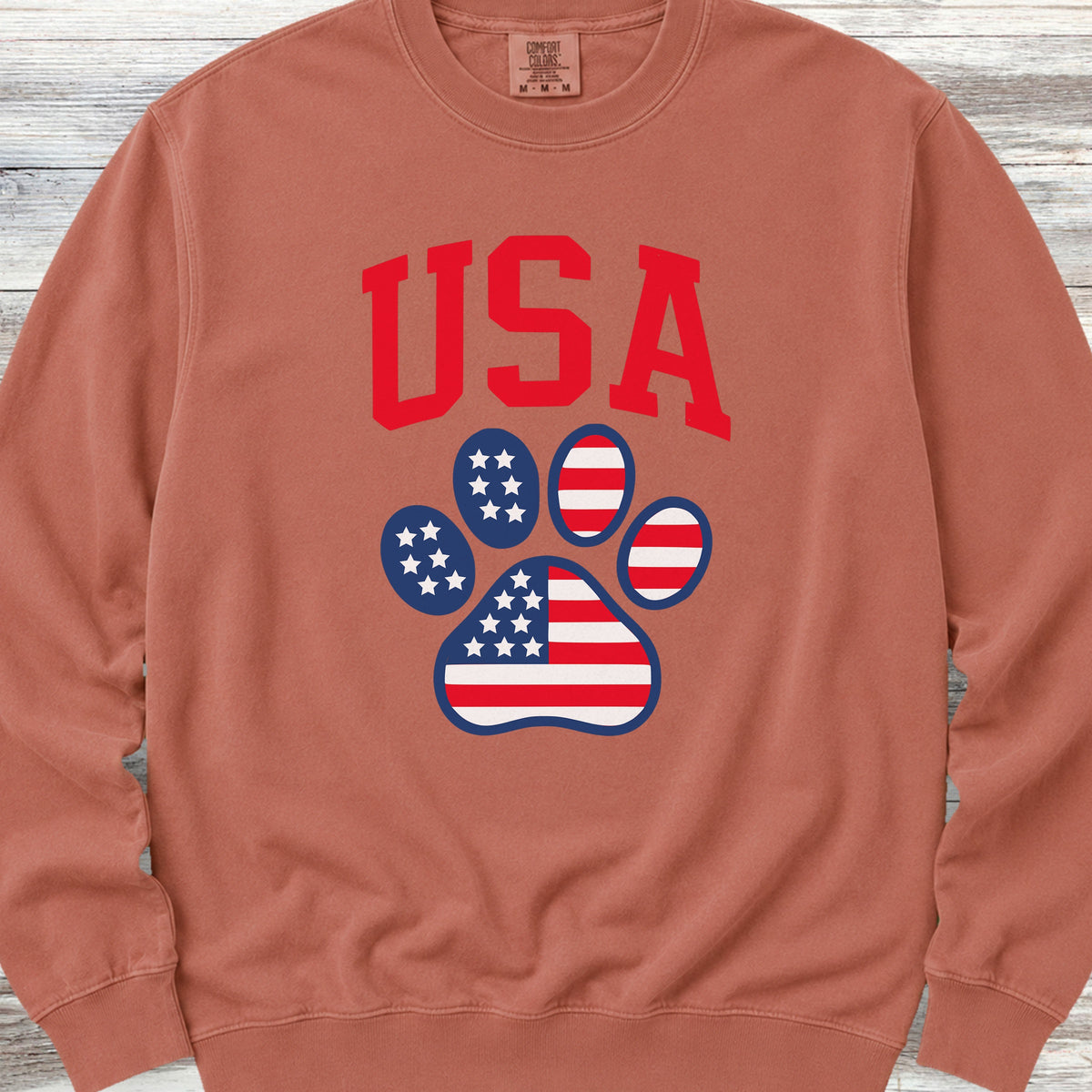 USA Paw Print Sweatshirt - Terracotta