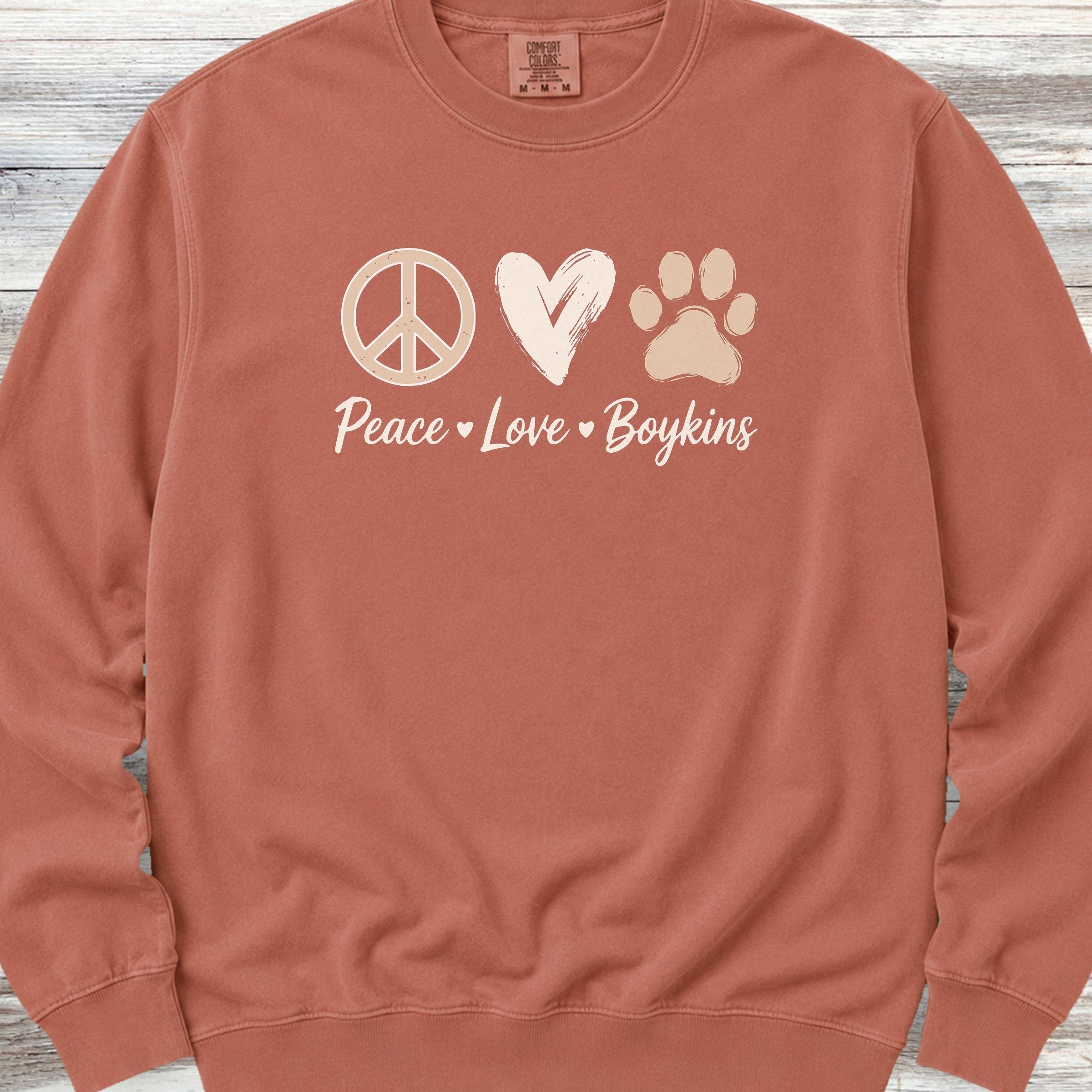 Boykin Spaniel Peace Sweatshirt - Terracotta