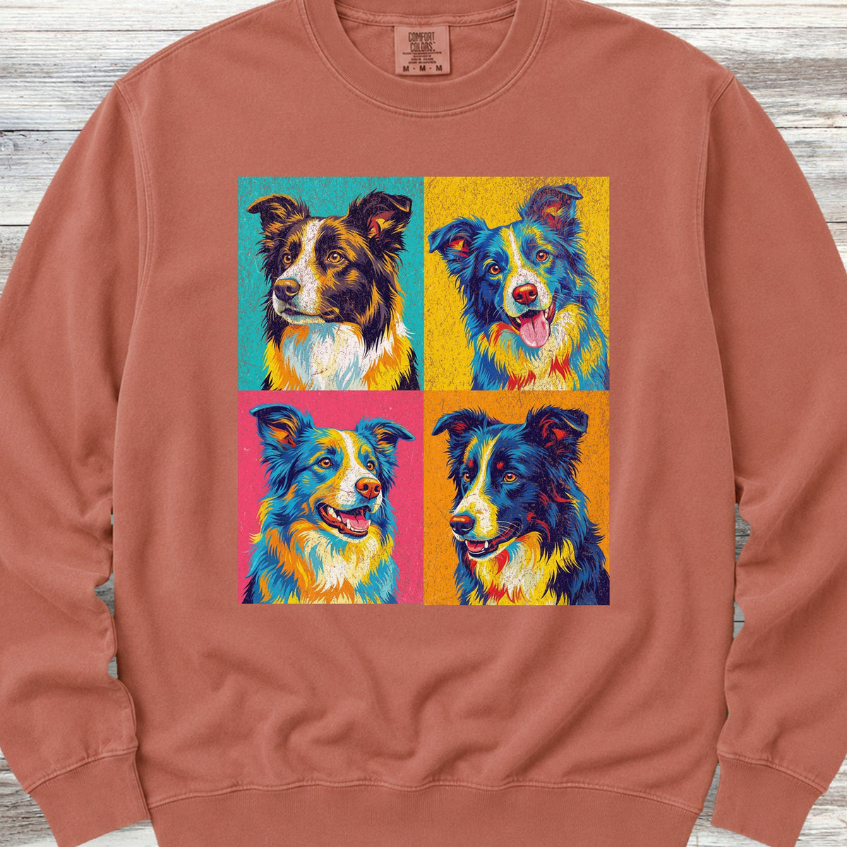 Border Collie Pop Art Sweatshirt - Terracotta