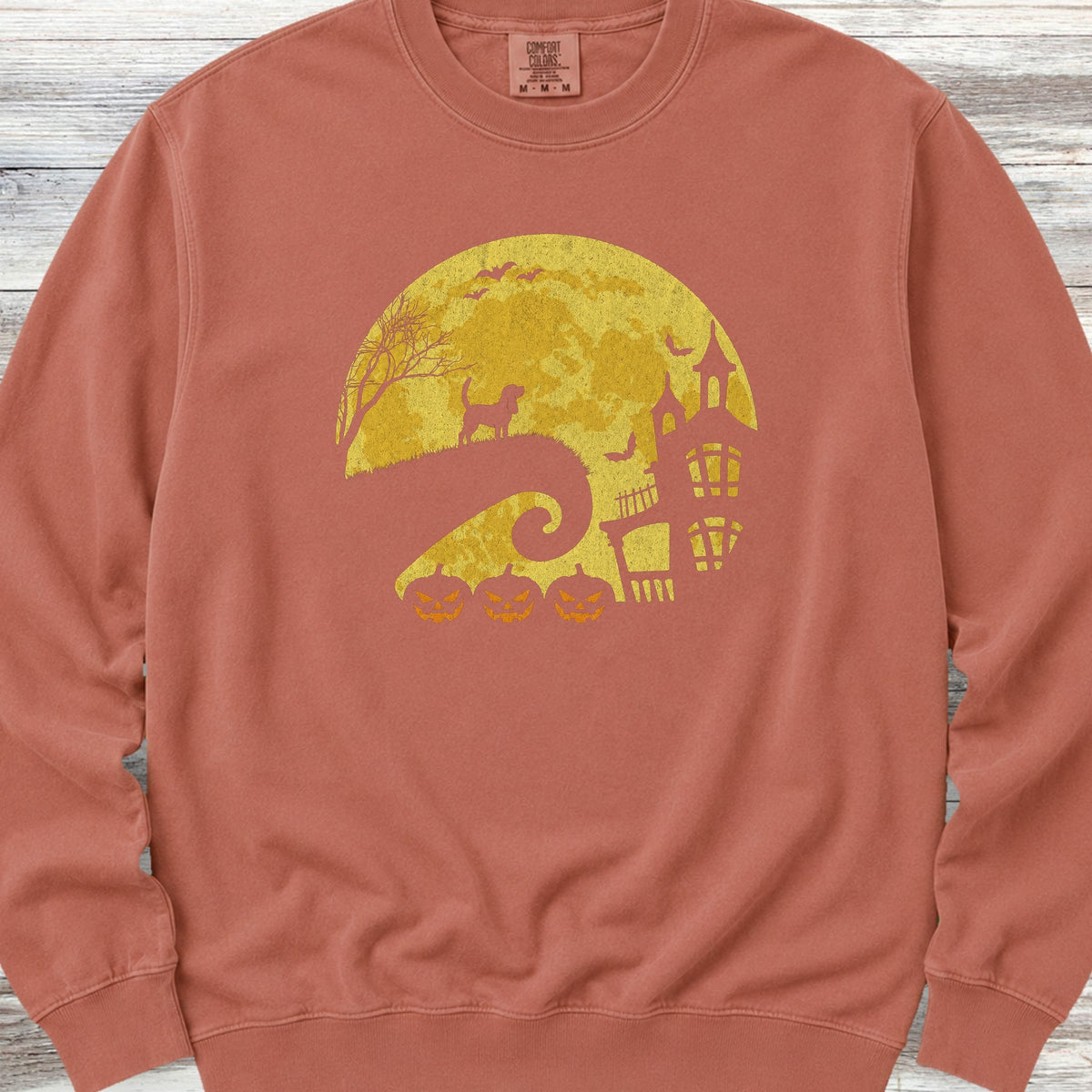 Beagle Halloween Moon Sweatshirt - Terracotta