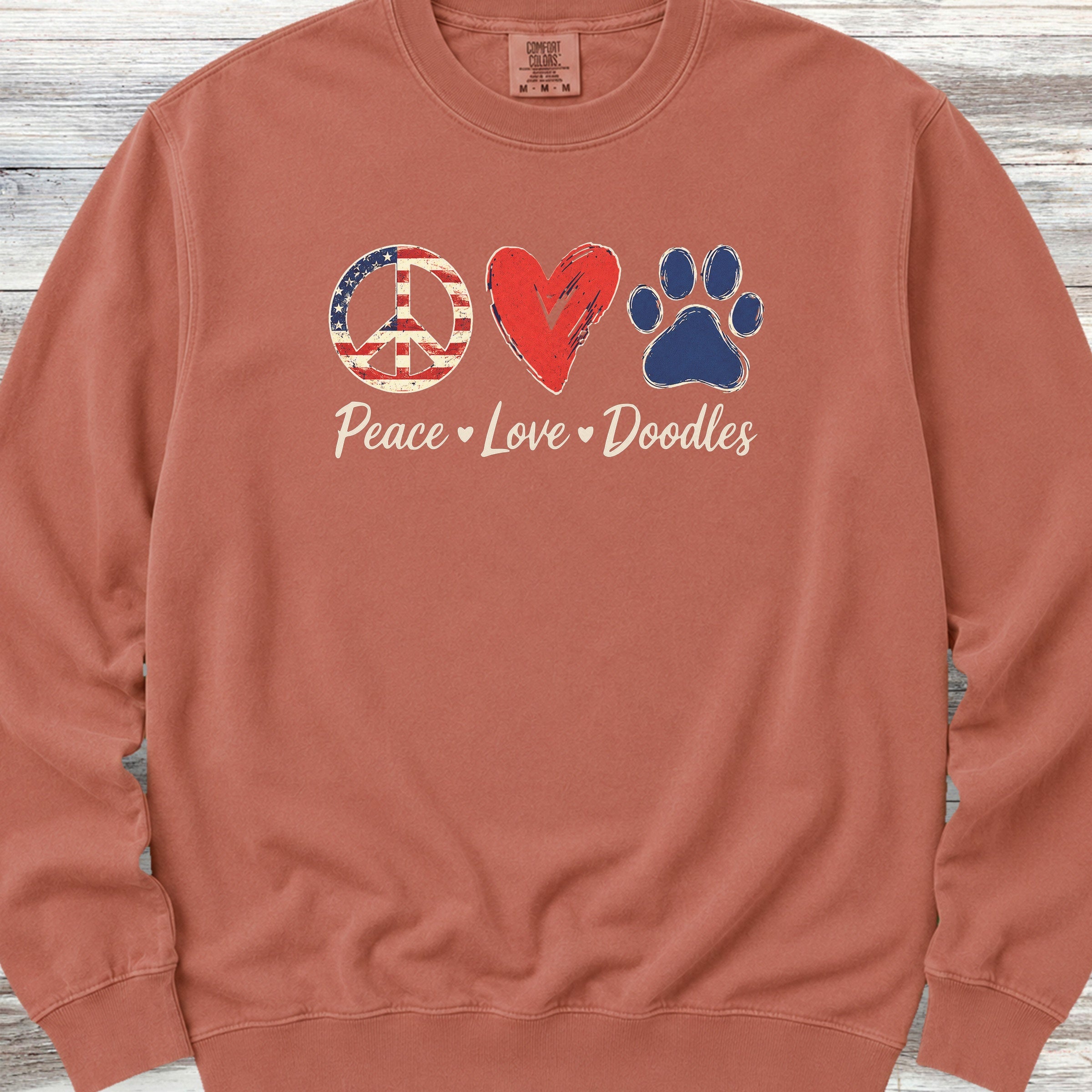 Peace Love Doodles USA Sweatshirt - Terracotta