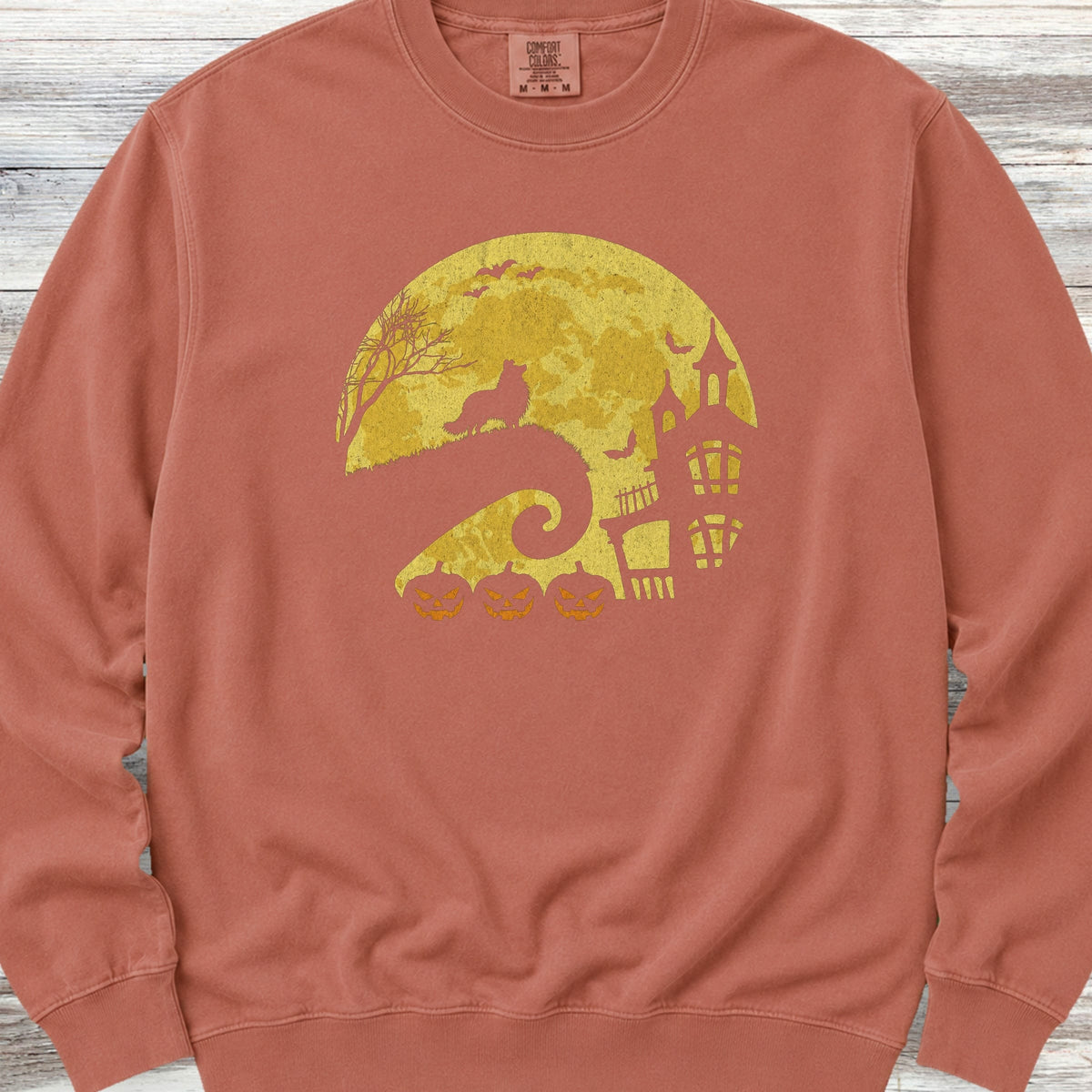 Shetland Sheepdog Halloween Moon Sweatshirt - Terracotta