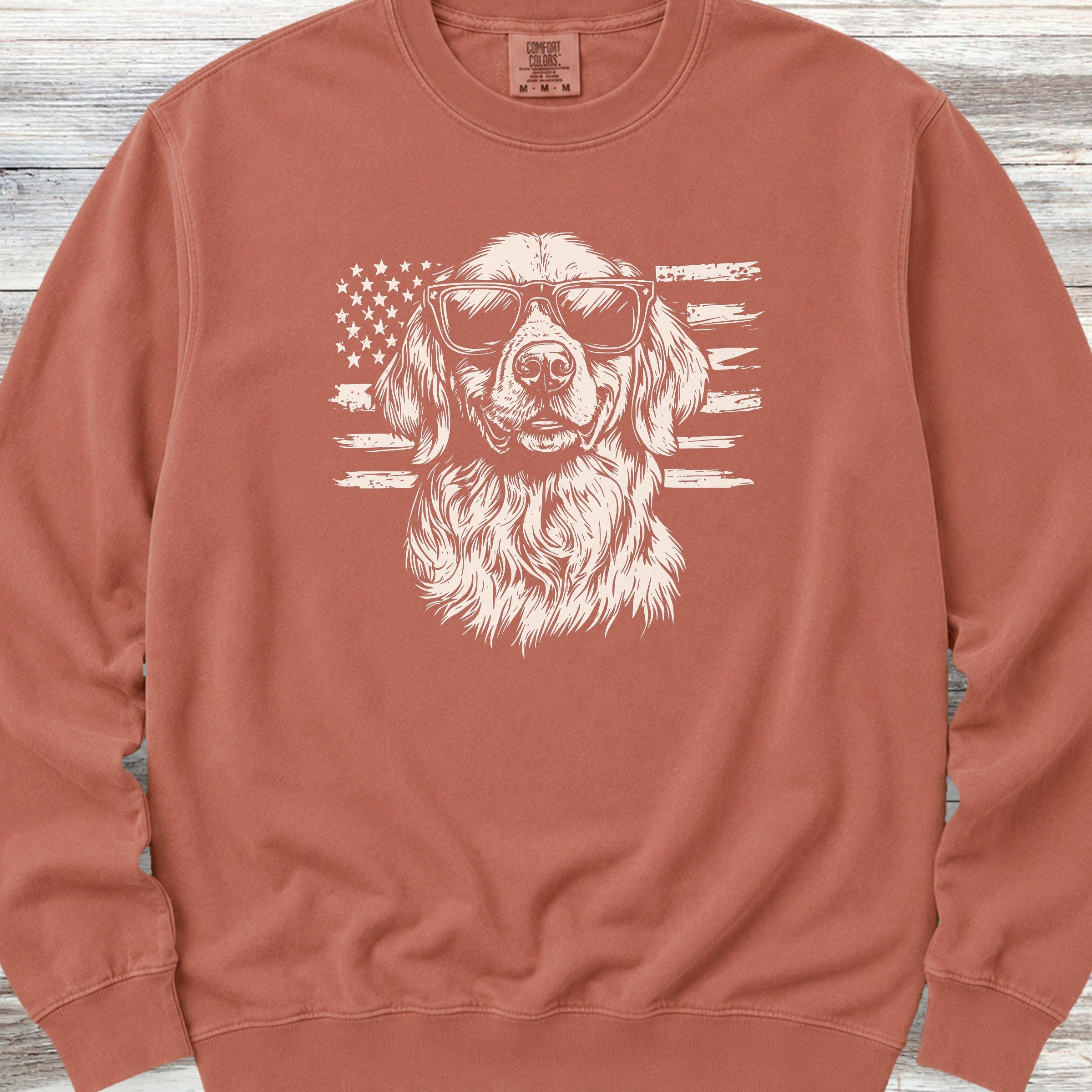 Golden Retriever Flag Sweatshirt - Terracotta