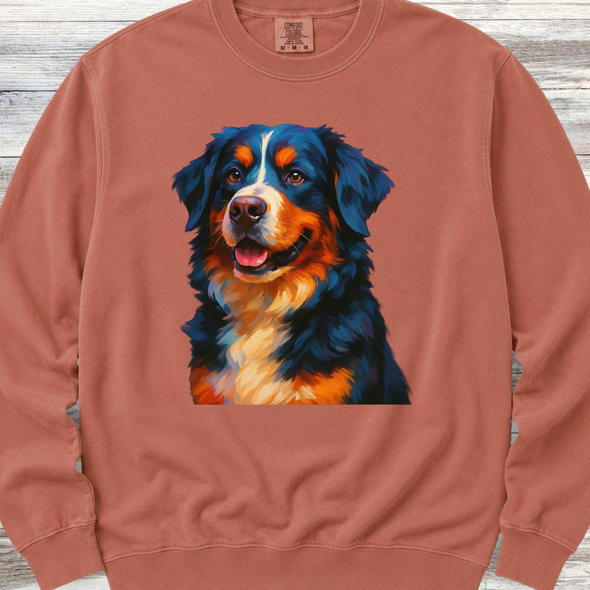 Bernese Mountain Dog Oil Painting Sweatshirt - Terracotta