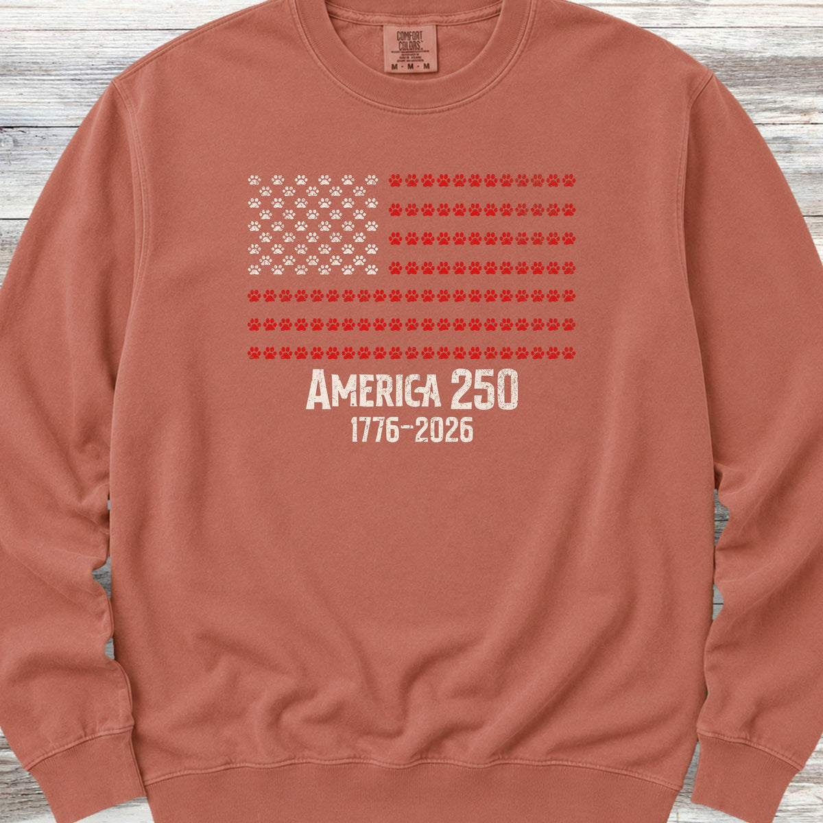 Vintage Red White & Paws 1776-2026 Sweatshirt - Terracotta