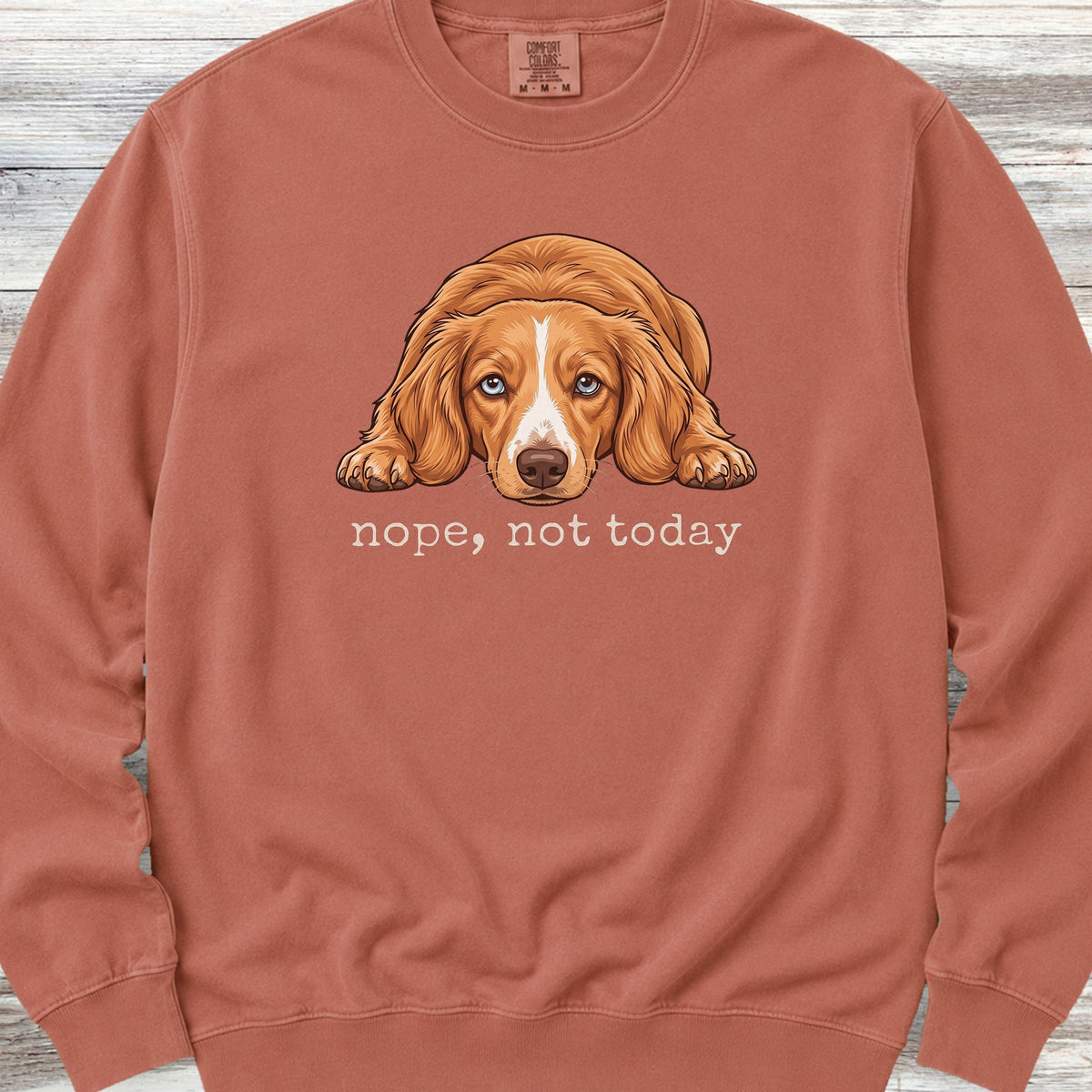 Dachshund Long Hair Red Piebald Nope Sweatshirt - Terracotta