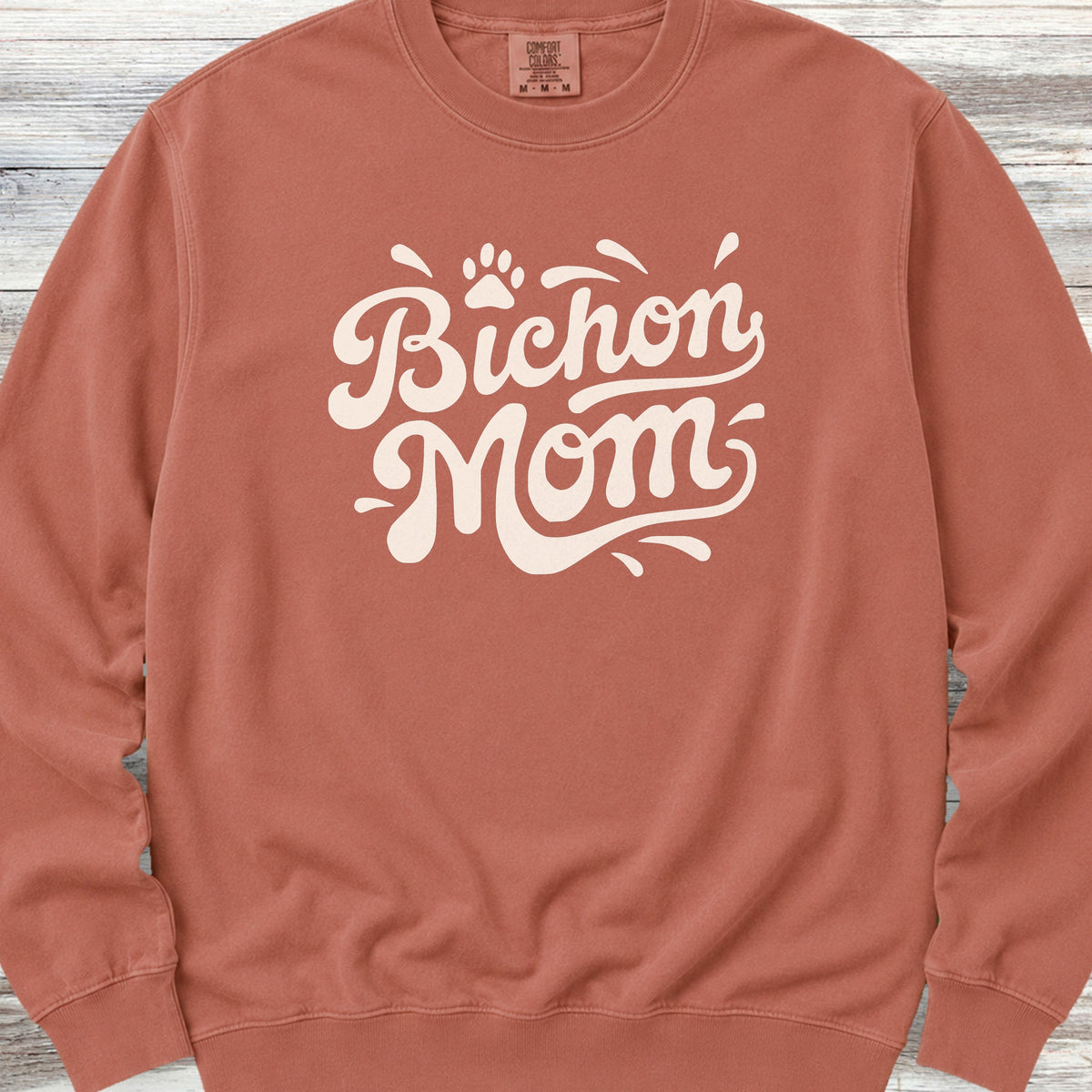 Bichon Frise Groovy Mom Sweatshirt - Terracotta