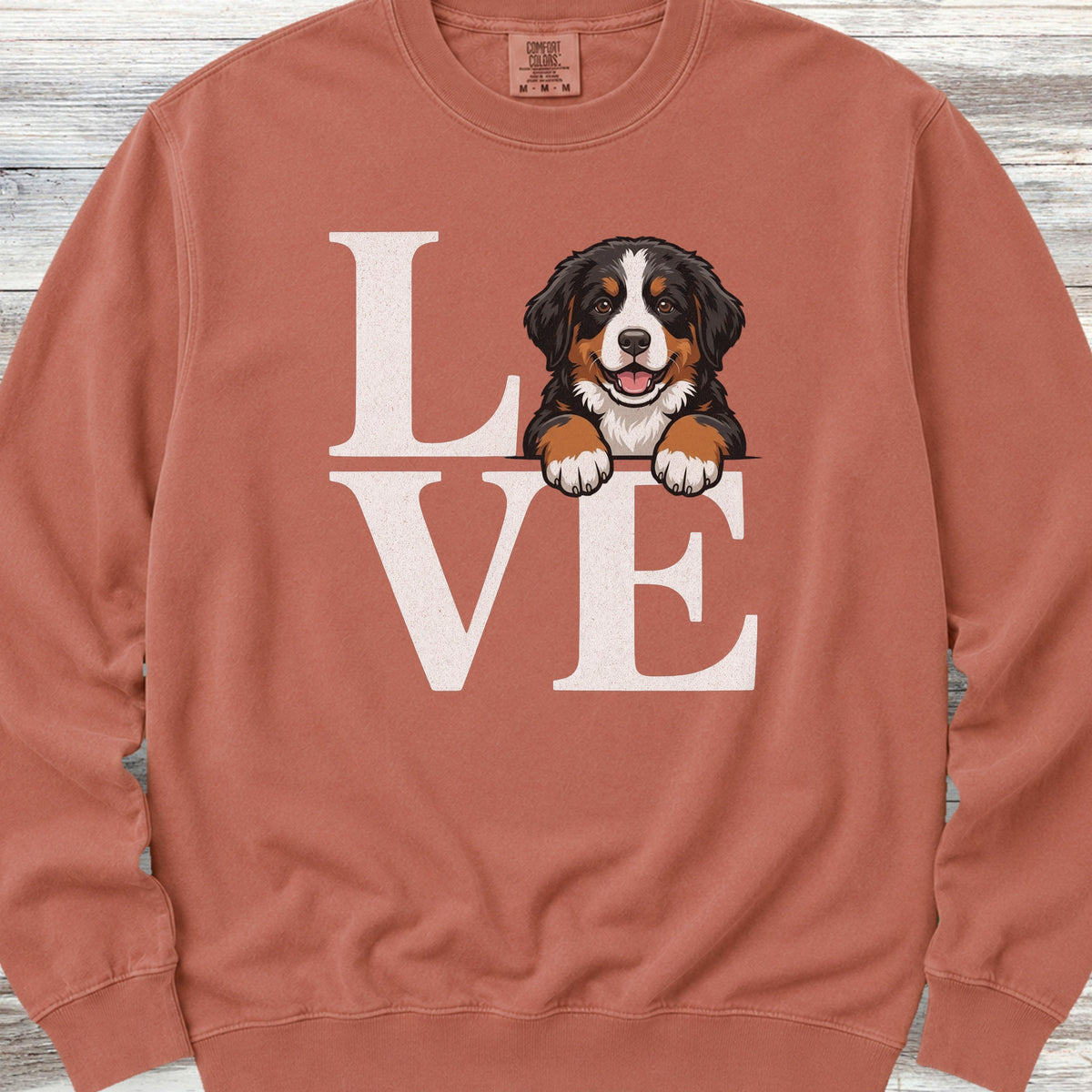 Bernese Mountain Dog Puppy Love Sweatshirt - Terracotta