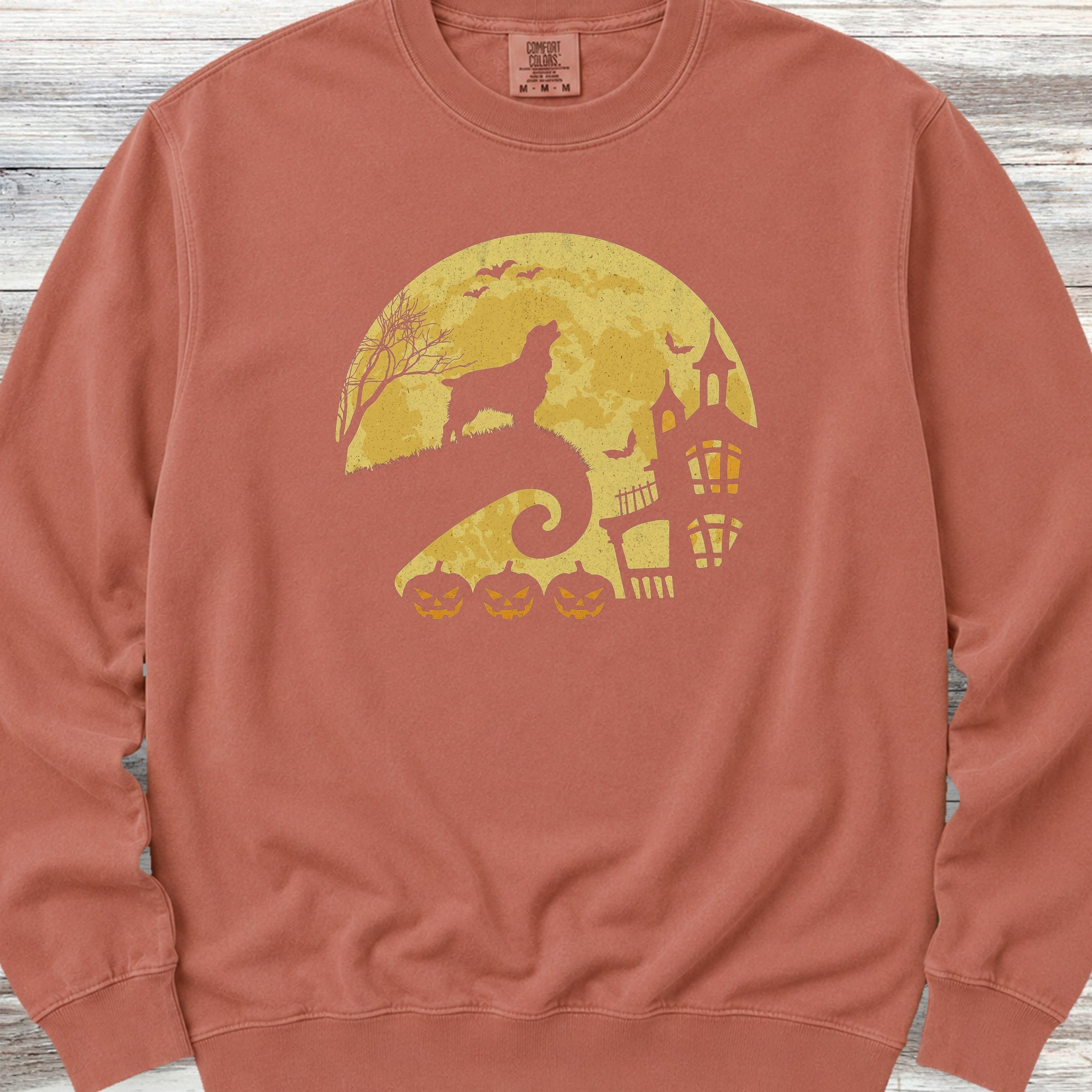 Springer Spaniel Halloween Moon Sweatshirt - Terracotta