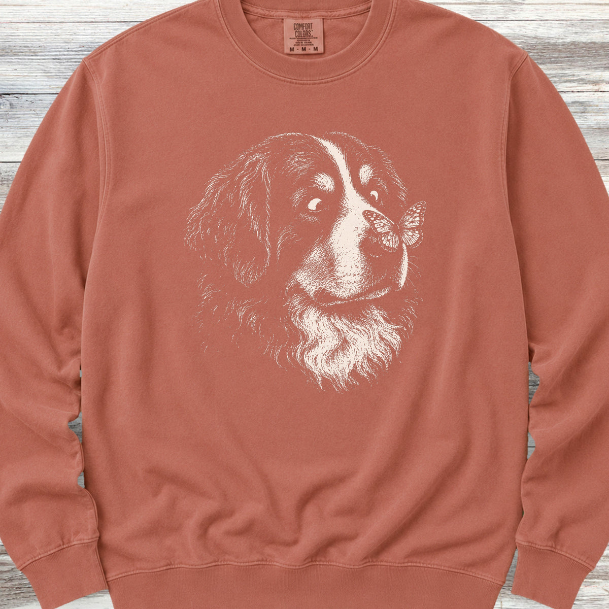 Bernese Mountain Dog Butterfly Sweatshirt - Terracotta