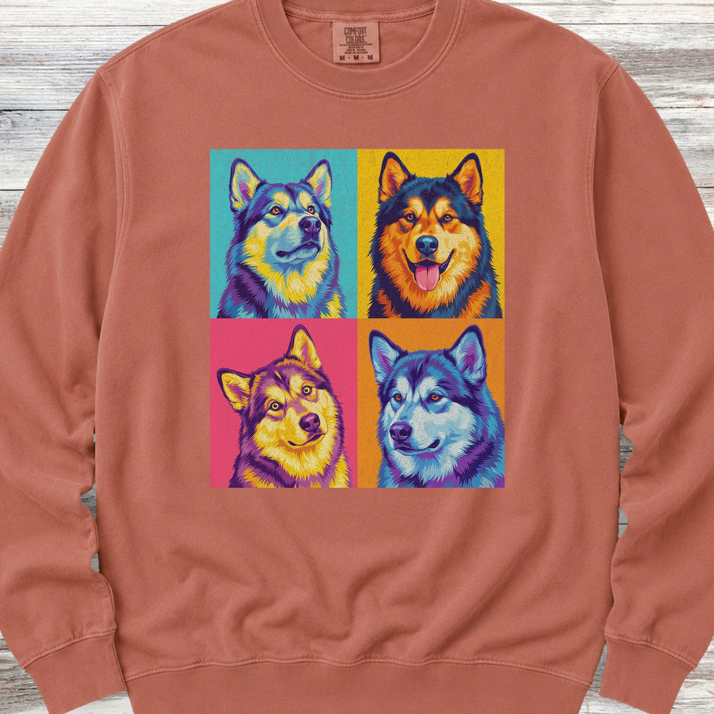 Pop Art Malamute Sweatshirt - Terracotta