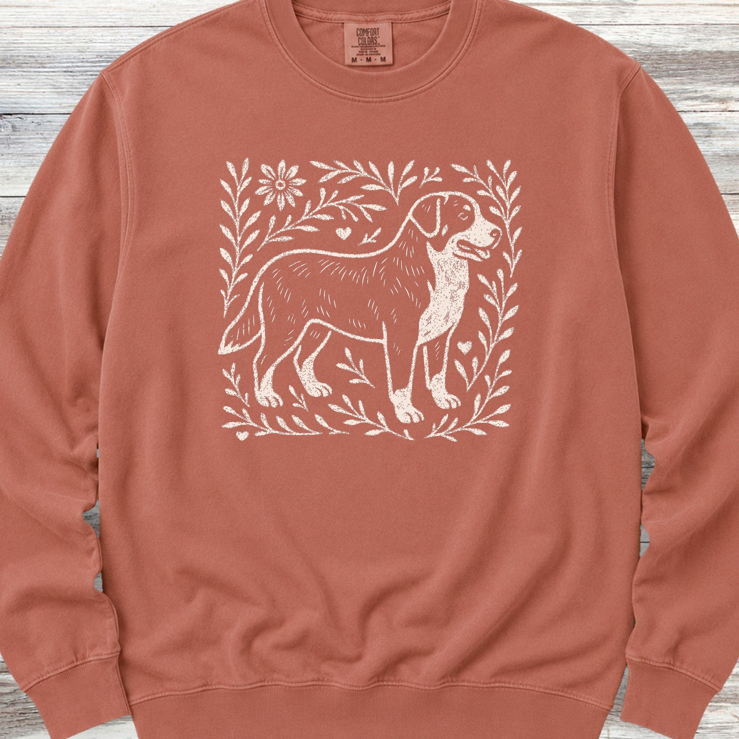 Swiss Mountain Dog Linocut Sweatshirt - Terracotta