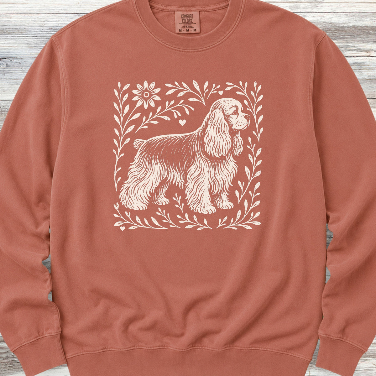 Cocker Spaniel Linocut Sweatshirt - Terracotta