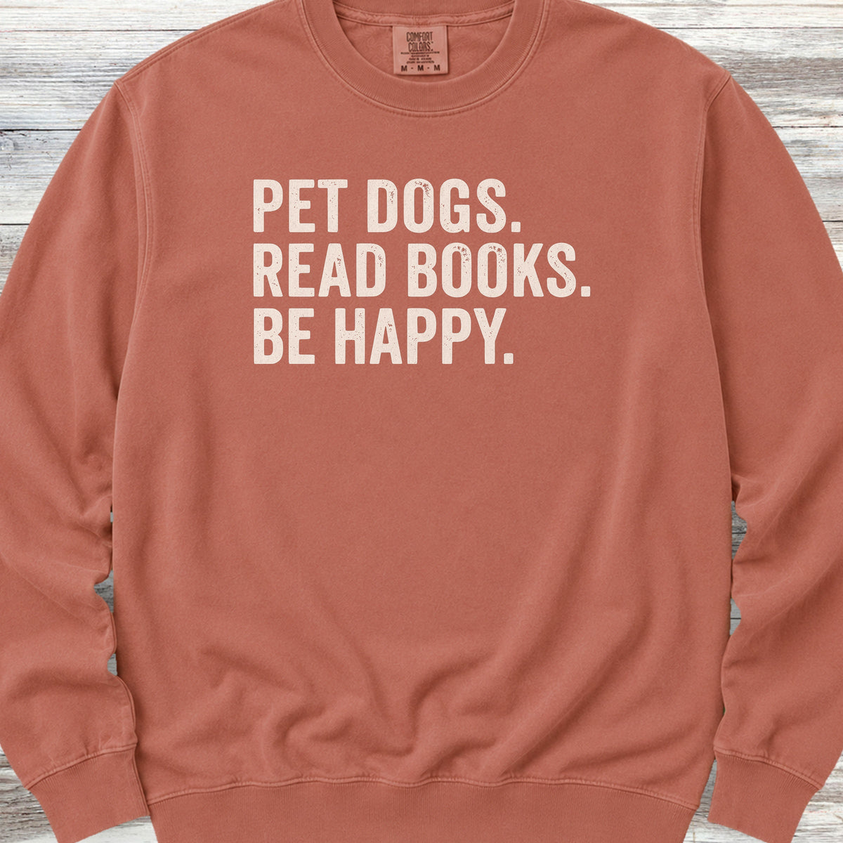 Dogs Books Happy Sweatshirt - Terracotta