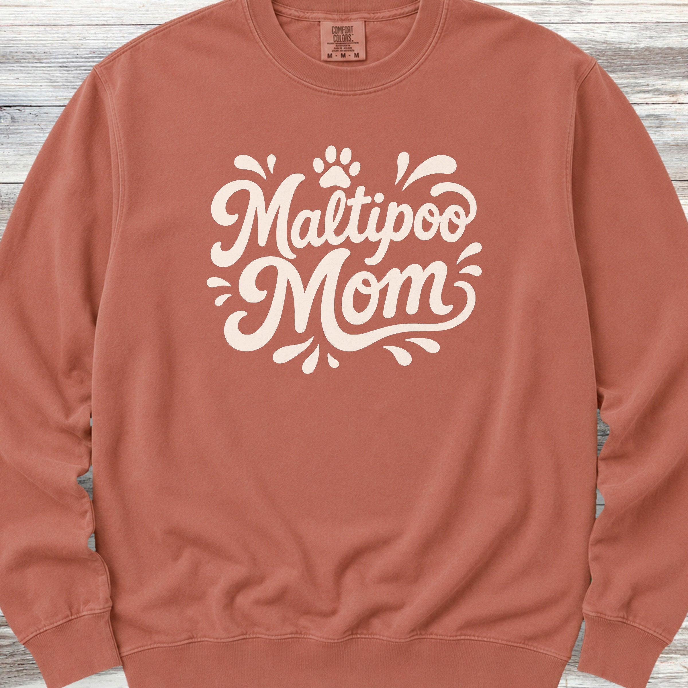 Maltipoo Groovy Mom Sweatshirt - Terracotta
