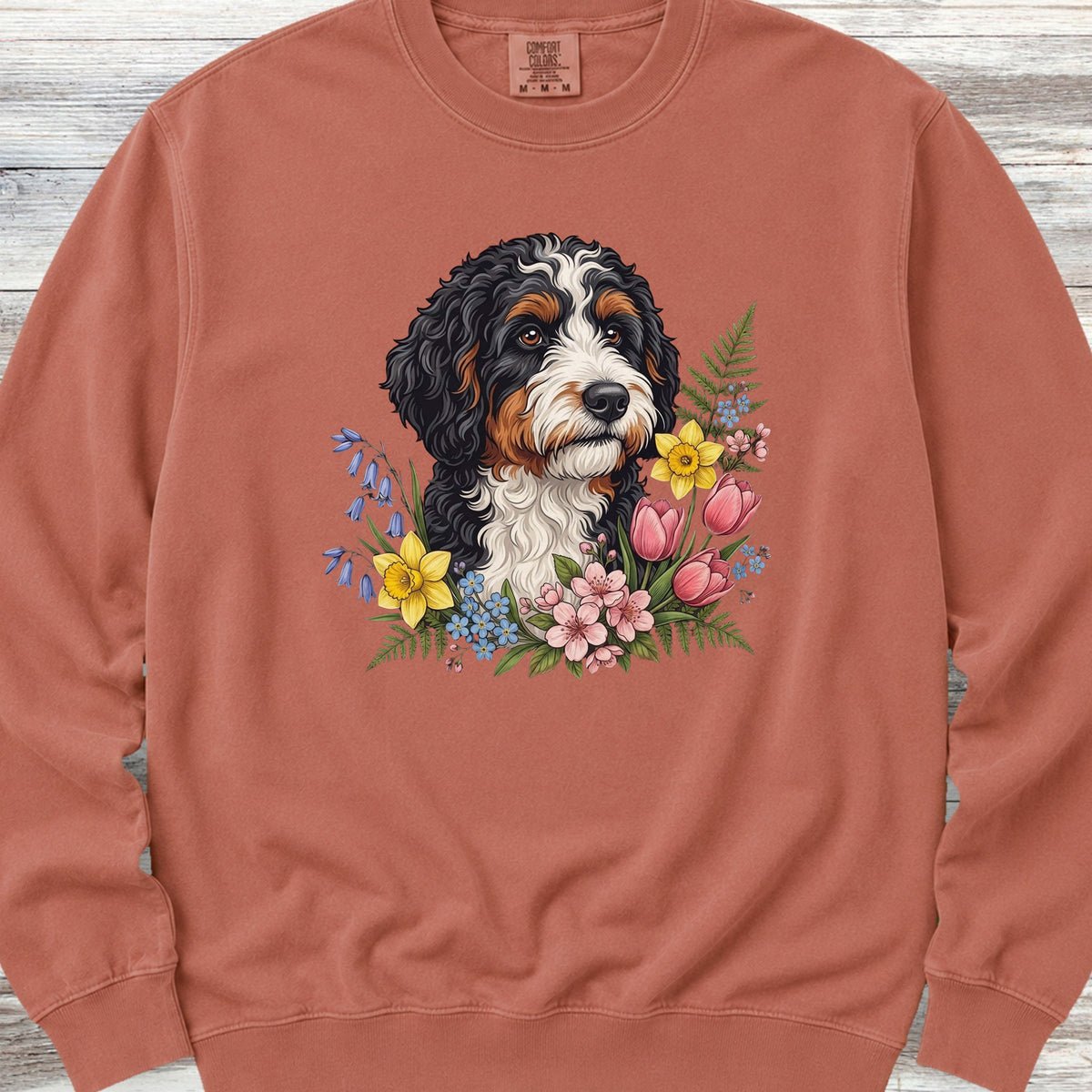 Bernedoodle Spring Portrait Sweatshirt - Terracotta