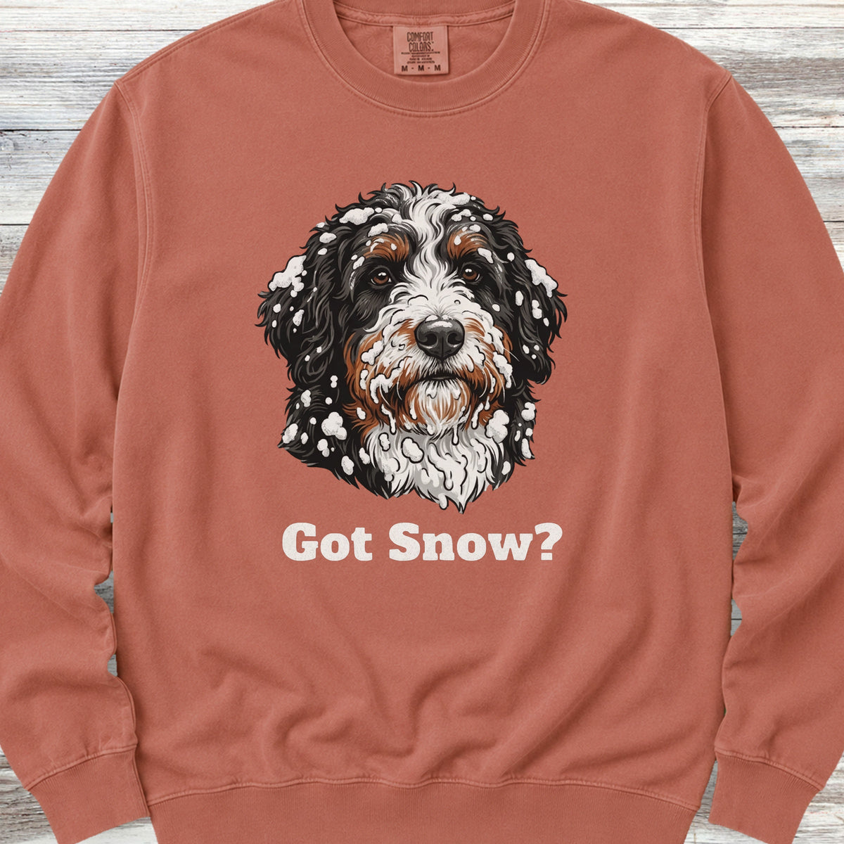 Bernedoodle Got Snow Sweatshirt - Terracotta