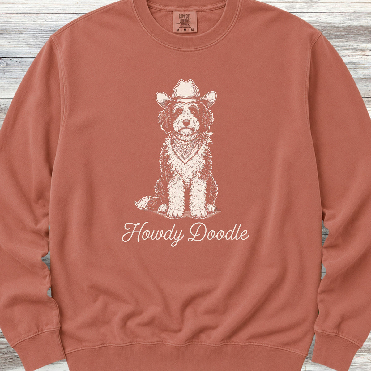 Sheepadoodle Howdy Doodle Sweatshirt - Terracotta