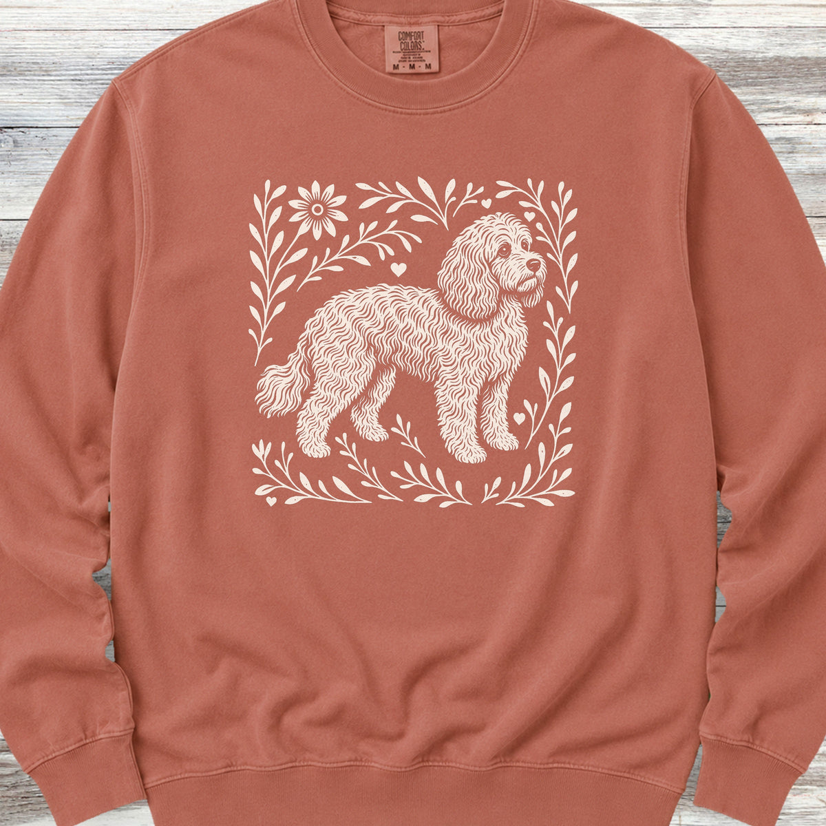 Cockapoo Linocut Sweatshirt - Terracotta