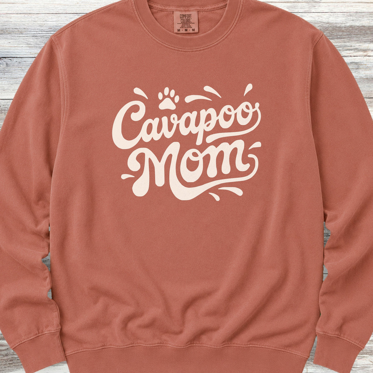 Cavapoo Groovy Mom Sweatshirt - Terracotta