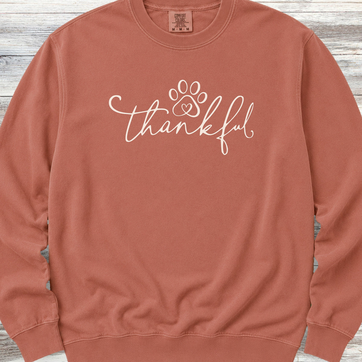 Thankful Pawprint Sweatshirt - Terracotta
