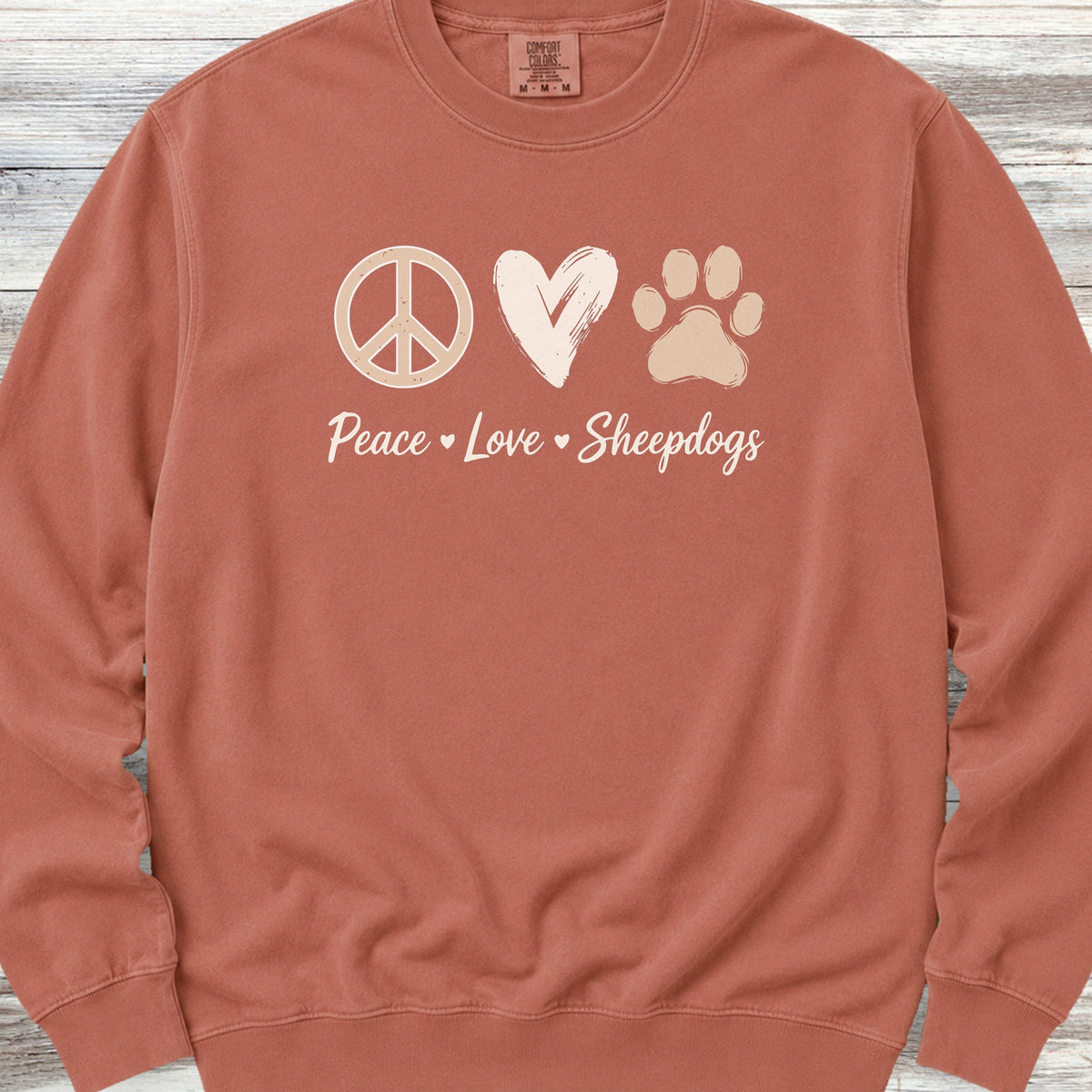 Old English Sheepdog Peace Sweatshirt - Terracotta